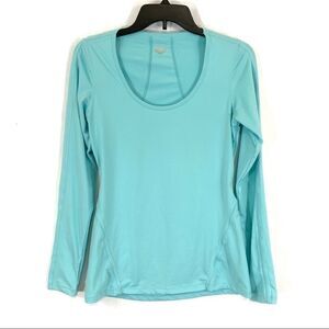 HIND long sleeve scoop neck workout tee blue top S